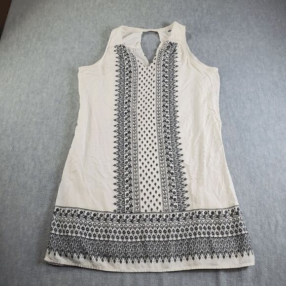 Old Navy Dress Womens Large White Back Shift Sleeveless V-neck Cutout Above Knee - Picture 1 of 9
